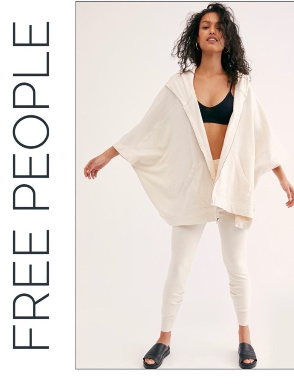 Free People We The Free Going Out Poncho in cream NWOT